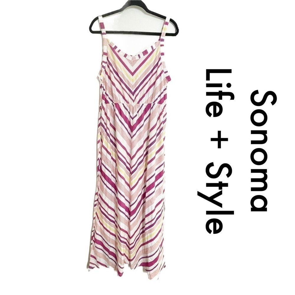 ✨NEW!✨ SONOMA Women’s Fuchsia Striped Maxi Dress - X-Large